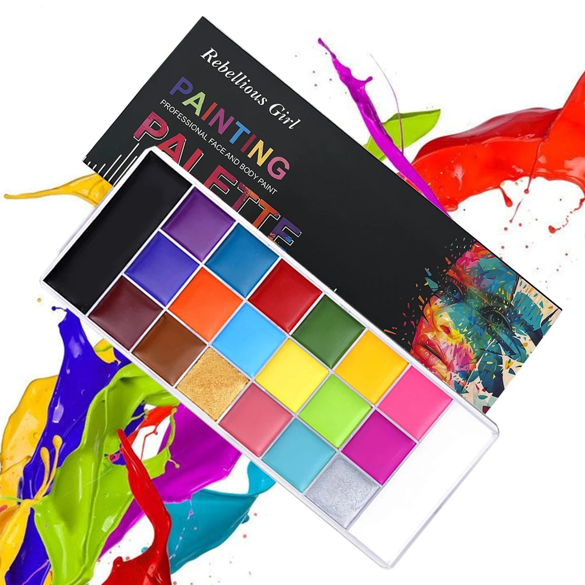 20 Colors Professional Face Paint Body Paint with Brush Water Based Face painting Makeup Safe Single Color For Adults Cosplay