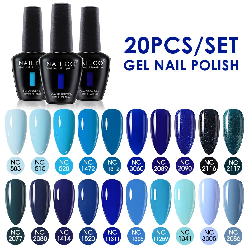 NAILCO 15ml Gel Nail Polish Set 30pcs/Lot Gel Polish Nail Soak Off UV LED Semi-Permanent Varnishes Nail Art Salon Free Shipping