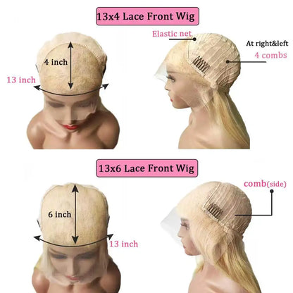 Ombre Blonde 13X4 Transparent Lace Front Human Hair Wig Brown Root Loose Wave Ash Blonde 4x4 Closure Wig Pre Plucked