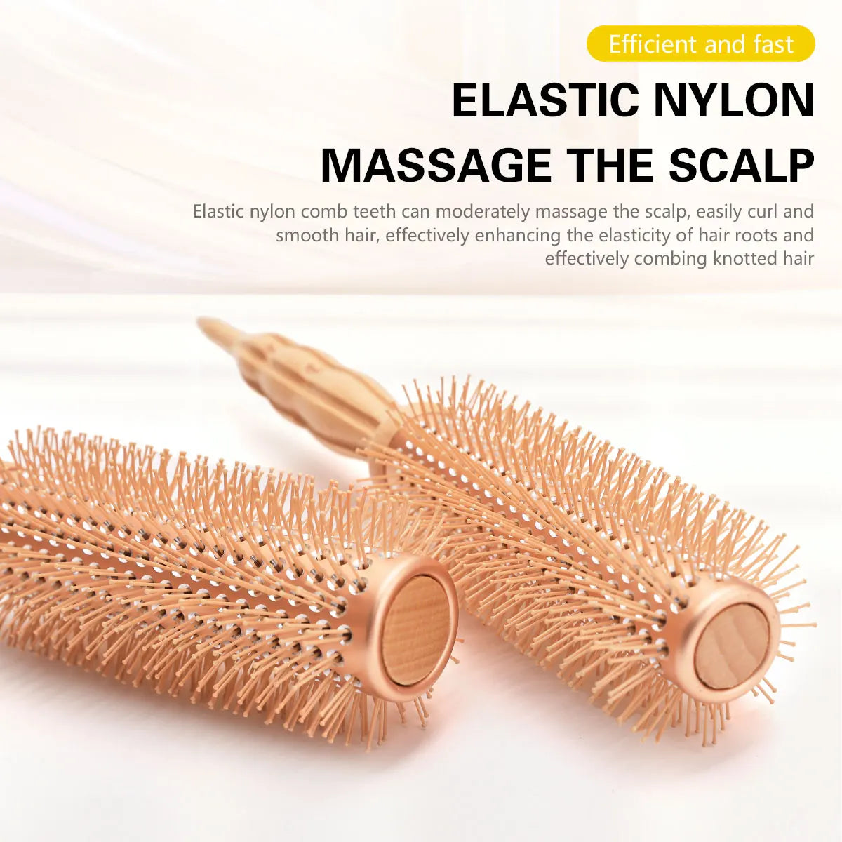 Professional Wood Round Curly Combs For Women Hairdressing Massage Brush Salon Barber Aluminum Tube Hair Styling Comb New Type