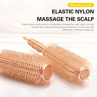 Professional Wood Round Curly Combs For Women Hairdressing Massage Brush Salon Barber Aluminum Tube Hair Styling Comb New Type