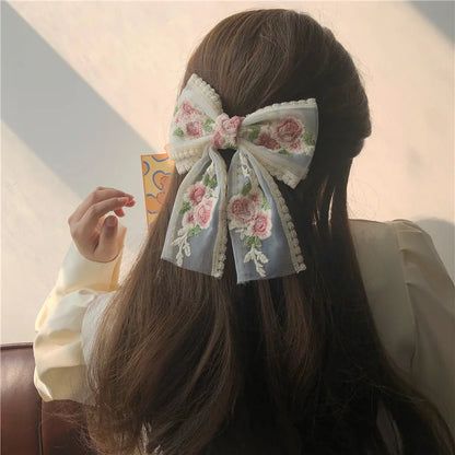 Embroidered Lace Hair Bow.