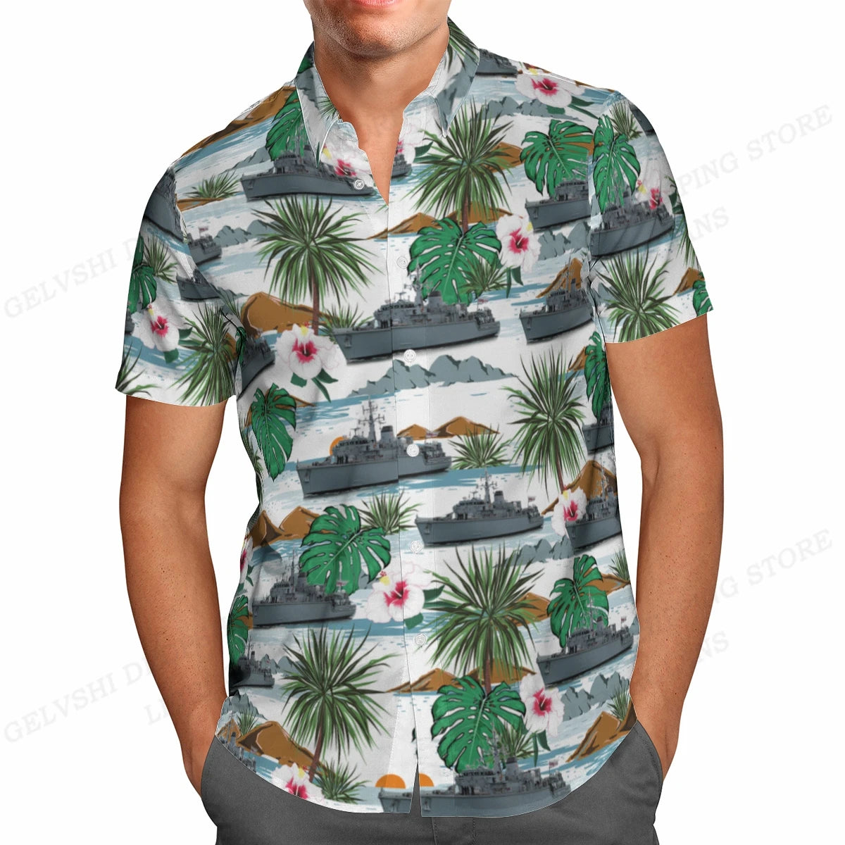 Summer Hawaiian Shirts Fish Printed Shirt Men Women Fashion Short Sleeve Blouse Men's Vocation Lapel Beach Camisas Sea