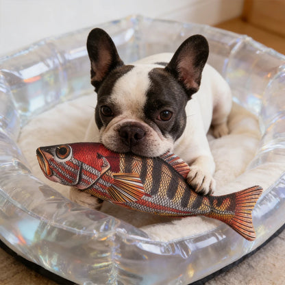 Pet Chew-Resistant Plush Interactive Toy with Sound, Cartoon Fish Shape, Suitable for Large, Medium, and Small Pets Like Cats and Dogs, Double-Layer Fabric, Built-In Airbag