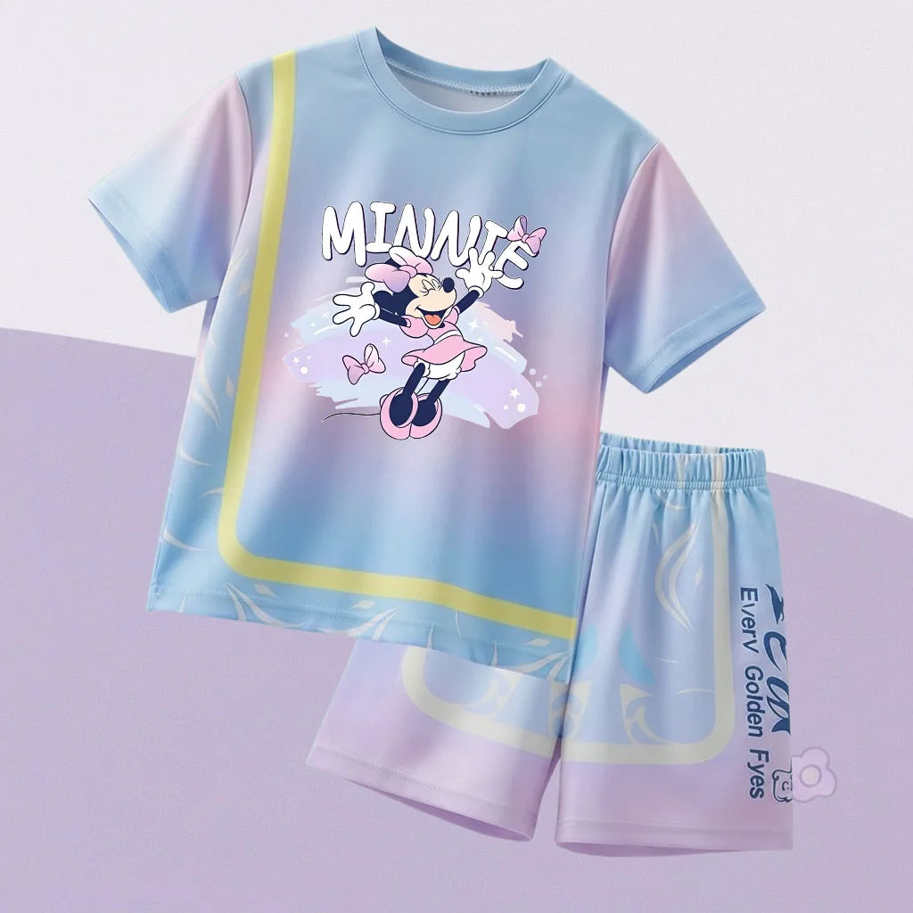 Summer Girls Casial Outfits Breathable Kids Running Shorts Sets Children's O Neck T Shirt Shorts Two Piece Outdoor Sport Clothes