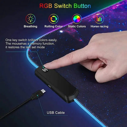 Custom RGB Gaming Mouse Pad XXL 12 LED Modes Non-Slip Rubber Large Computer Keyboard Mousepad for Computers PC Laptop and Office