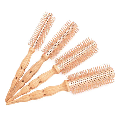 Professional Wood Round Curly Combs For Women Hairdressing Massage Brush Salon Barber Aluminum Tube Hair Styling Comb New Type