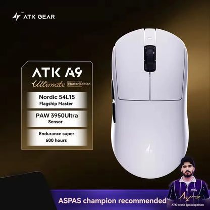 ATK A9 Air Ultimate Wireless Gaming Mouse Tri-Model Dual 8KHz PAW3950UItra 800mAh 42000DPI 750IPS Lightweight Ergonomic E-sports