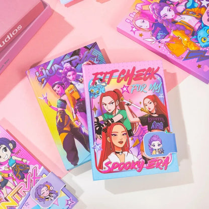 4PCS 32K Korean Style Journal Notebook, Anime Girl Group Magnetic Buckle Diary, Colorful Durable Student Stationery