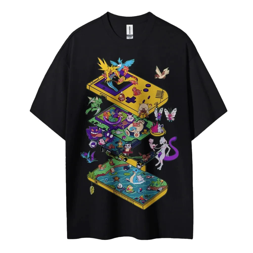 Pokemon T-shirt Men's Pure Cotton Casual  Round Neck T-shirt Short Sleeve Clothing Summer Sports Casual Short Sleeve Top