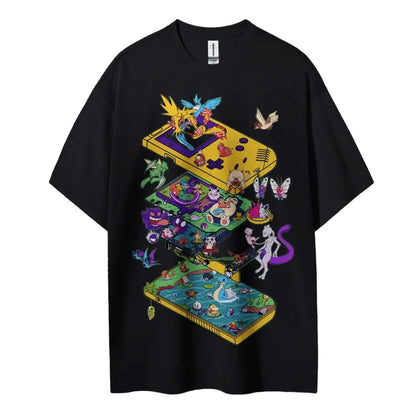 Pokemon T-shirt Men's Pure Cotton Casual  Round Neck T-shirt Short Sleeve Clothing Summer Sports Casual Short Sleeve Top