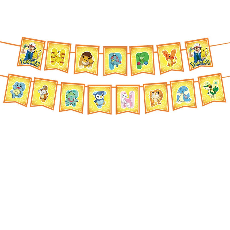 Pokemon Birthday Party Decorations Pikachu Cups Plate Disposable Tableware Napkin Kids Party Supplies Gifts