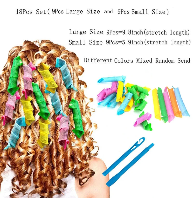 18Pcs Magic Hair Curler Wave Formers Set - DIY Hair Styling Tool Hair Accessories Rollers for Women