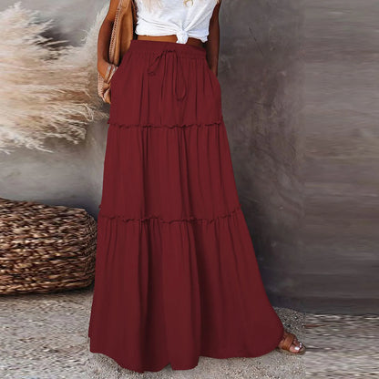 Women’s Boho Maxi Skirt: High-Waisted A-Line Tiered Long Skirt