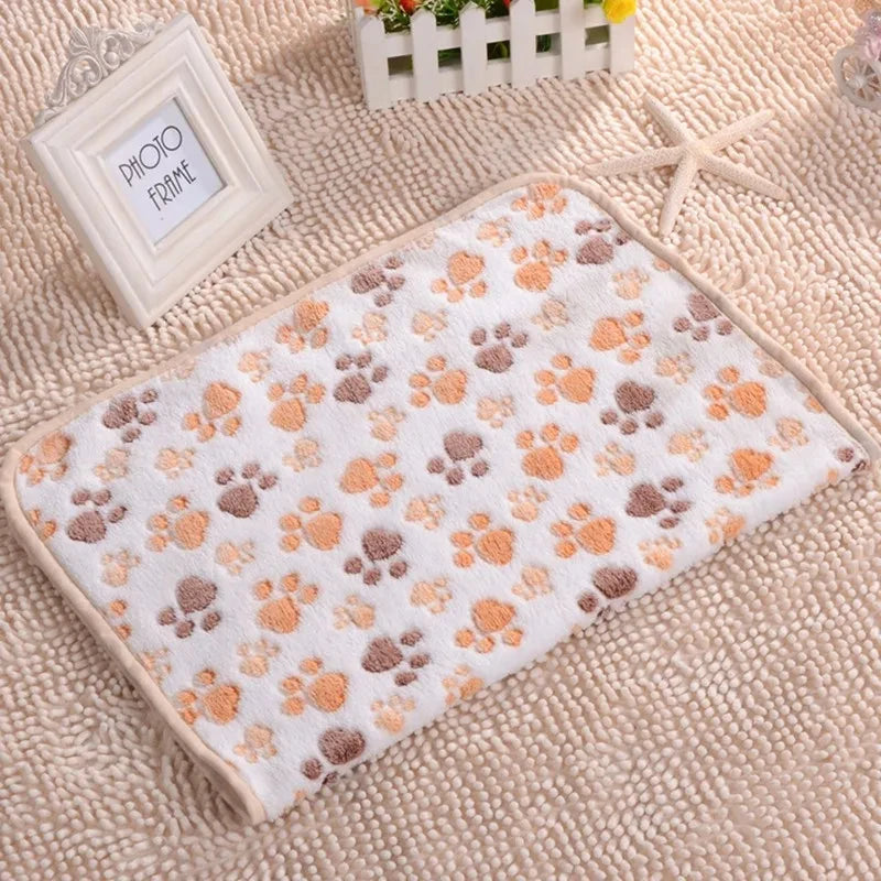 Ultra-Soft Fleece Pet Blanket: Cozy Paw Print Mat & Sleep Cover