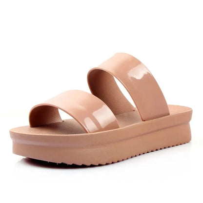 Korean Style Summer Roma Sandals With Thick Bottom And Soft Sole Simple Mom Shoes Jelly Beach Slippers Casual Women's Shoes