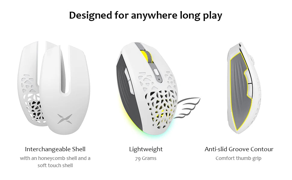 Delux M820DC PAW3335 Wired + Wireless + Bluetooth Gaming Mouse 80 Million Clicks 16000 DPI RGB Rechargeable Mice For Computers