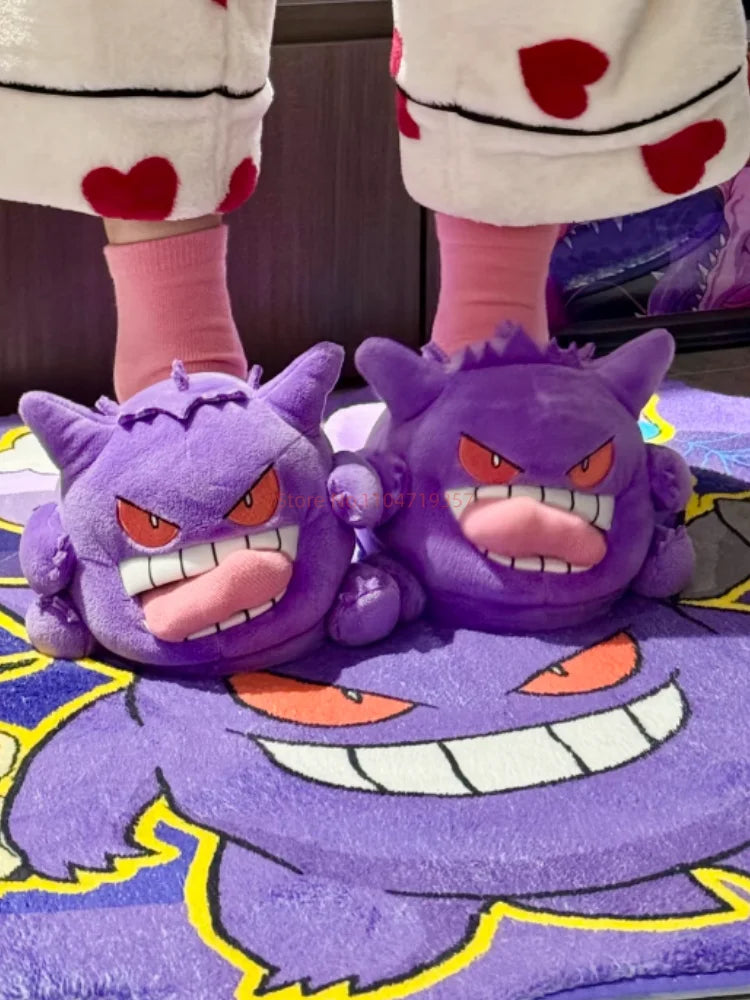 Pokemon Gengar Slippers Funny Tongue Out Design Soft Sole Cute Cozy Winter Warm Indoor Couple Home Wacky Slippers Toy Gifts