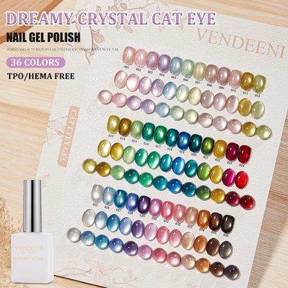 Vendeeni 36 Colors/set Glitter Cat Eye Gel Nail Polish UV LED Shell Crystal Manicure Nail Varnish With Color Card TPO/HEMA Free