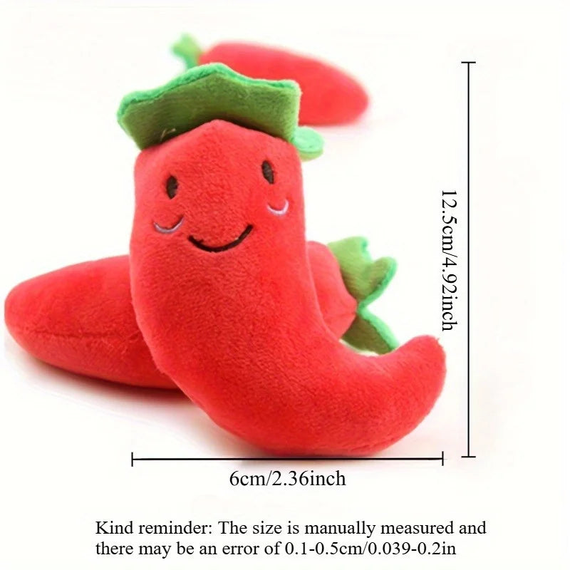 5/10pcs Pet Chew Toy with Squeaking Plush Toys, Small Chili and Eggplant Shapes, Dog Interactive Toys To Bite, Pet Gifts