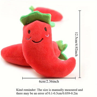 5/10pcs Pet Chew Toy with Squeaking Plush Toys, Small Chili and Eggplant Shapes, Dog Interactive Toys To Bite, Pet Gifts