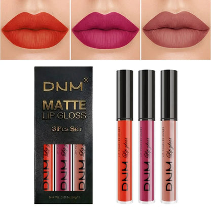 3pcs/set Liquid Lipsticks Waterproof Long Lasting Cosmetic Red Blue Purple Matte Lip Gloss Nude Lip Tint Stain Makeup