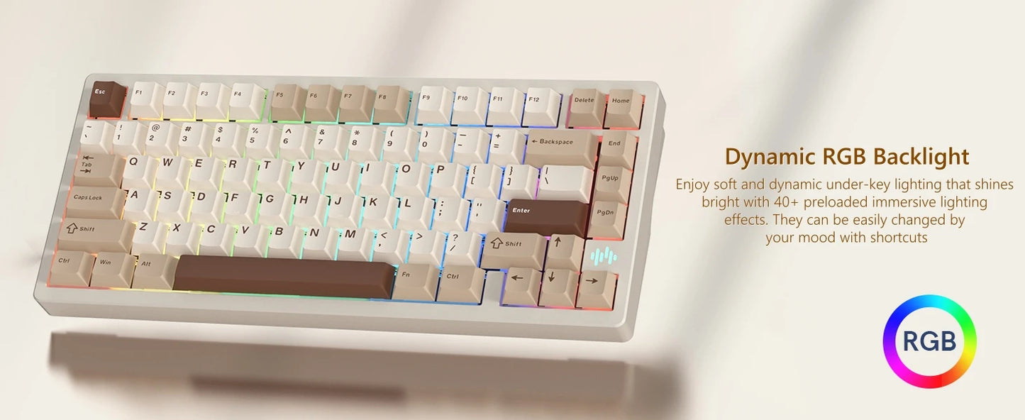 Womier RD75 75% Wireless Mechanical Keyboard Quick Release Aluminum Custom QMK/VIA Tri-Mode Hot Swappable Keyboard