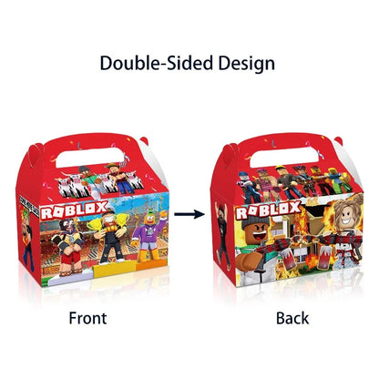 12Pcs/Set Roblox Theme Game Birthday Party Decoration Gift Boxes Anime Pattern Thanks Candy Gift Bag Kid Birthday Party Supplies