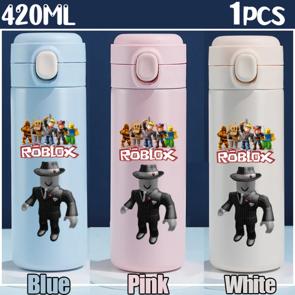 Roblox Anime Water Bottle DynaBlocks 304 Stainless Steel Thermos Cup 420ML Gourde Game Straight Drinking Cup Holiday Gifts