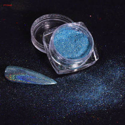 12Jars/set Holographic Glitter Nail Fine Powder 0.05mm Super Shinying Unicorn Rainbow Laser Powder DIY Mirror Manicure Powder