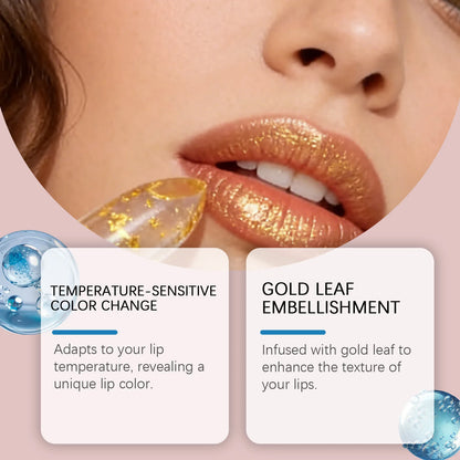 24K Gold Foil Color Changing Lipstick: Hyaluronic Acid Hydrating Lip Plumper