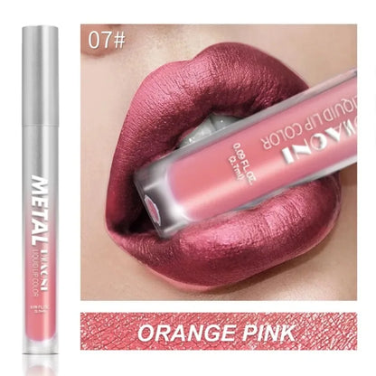 12 Colors Glitter Metallic Liquid Lipstick Pearlescent Waterproof Shiny Lip Gloss Non-stick Cup Long Lasting Shimmer Lips Makeup