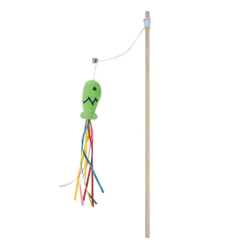 Wooden Cat Wand Toy.