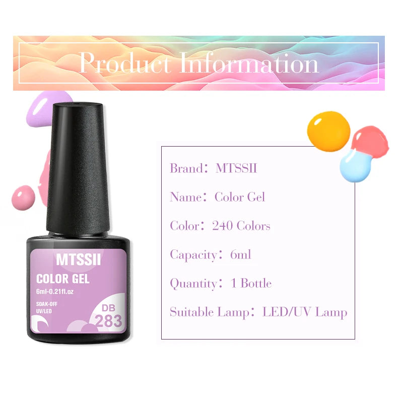 Mtssii 6PCS/Set Pink Glitter Gel Nail Polish Set Sequins Semi Permanent Base Matte Top Coat Soak Off LED UV Nail Art Gel Varnish