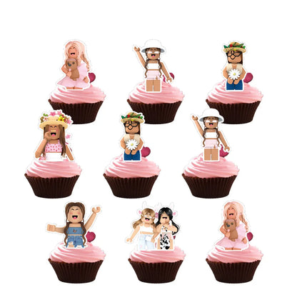 Roblox Birthday Party Decoration Balloons Disposable Tableware for Kids Party Supplies Baby Shower Sticker Bracelet Toy Gifts