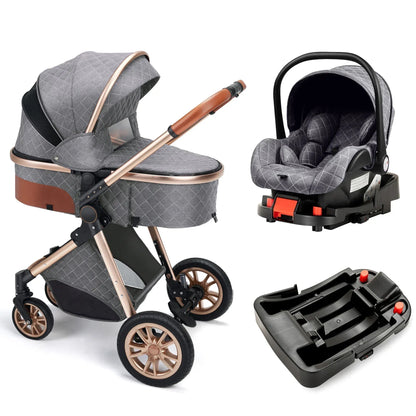3in1 High Landscape Baby Stroller with car seat Newborns Infant Portable Baby Carriage ISOfix Base Multi functional strollers