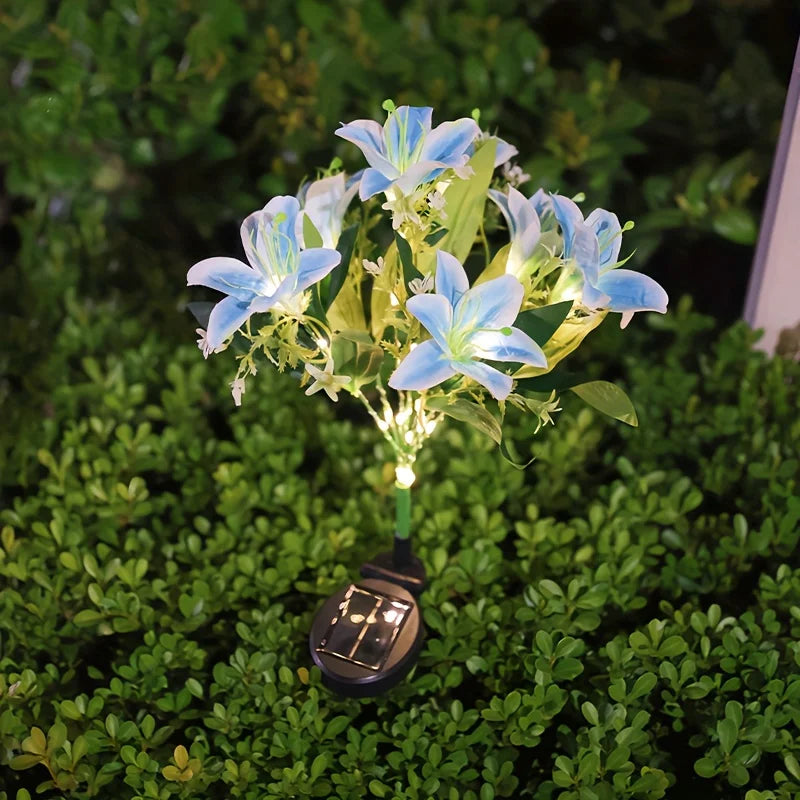 Auto Solar Lily Garden Lights (7 Heads) - Waterproof LED Outdoor Flower Decor for Yard, Pathway, Camping, Wedding | Ground Spike