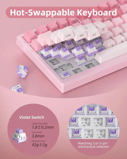 MageGee SKY98 Wireless Gasket Mechanical Gaming Keyboard, 96% Hot Swappable RGB 5-Layer Sound Padding, BT/2.4G/USB-C, NKRO