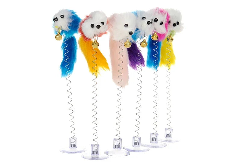 Cartoon Pet Cat Toy Stick Feather Rod Mouse Toy With Mini Bell Cat Catcher Teaser Interactive Cat Toy