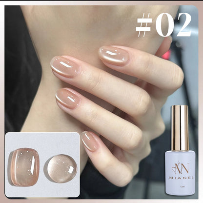 MIANEL 1-16PCS Light Smoke Magnet Cat Eye Gel Nail Polish 2025 New Glass Bead Nude Pink Nail Glue Pink Nails Blue Nails Nail Art