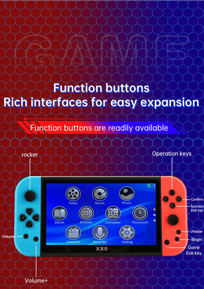 Coopreme X80 Portable Game Console 7-inch HD Large Screen Arcade PS1 Emulator Multi-function Nostalgia Classic PSP Handheld Game