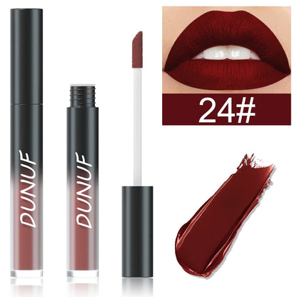 DUNUF 32 Color Matte Liquid Lipstick: Bold Pigment Non-Stick Lip Glaze