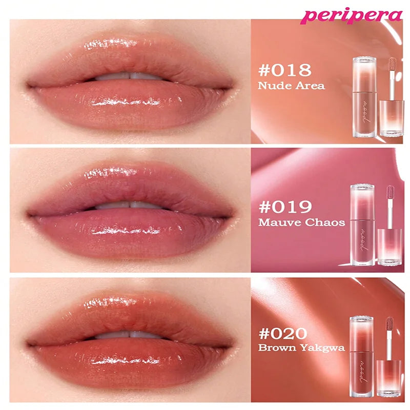 K-Beauty Glass Lip Gloss Tint,Watery Shine, 16H Moisture, Non-Sticky & Mask Friendly,Natural Plump Look