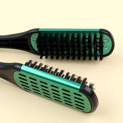 Pro Hairdressing Straightener Hairbrush Nylon Hair Straightening Double Brushes V Shape Comb Clamp Not Hurt Styling Tools DIY