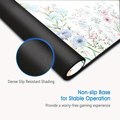 Watercolor Floral Extended Mouse Pad: Non-Slip Large Desk Mat for Office & Gaming