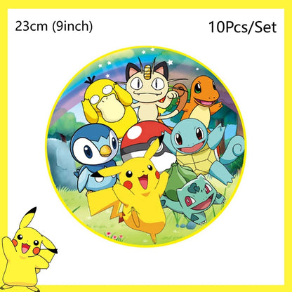 Pokemon Birthday Party Decoration Pikachu Disposable Tableware Cup Napkin Plate Tablecloth Baby Shower Cake Topper Flag Balloons