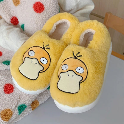Pokémon Genuine Bulbasaur Indoor Fall and Winter Plus Velvet Warm Soft-soled Comfortable Cotton Slippers for Men and Women