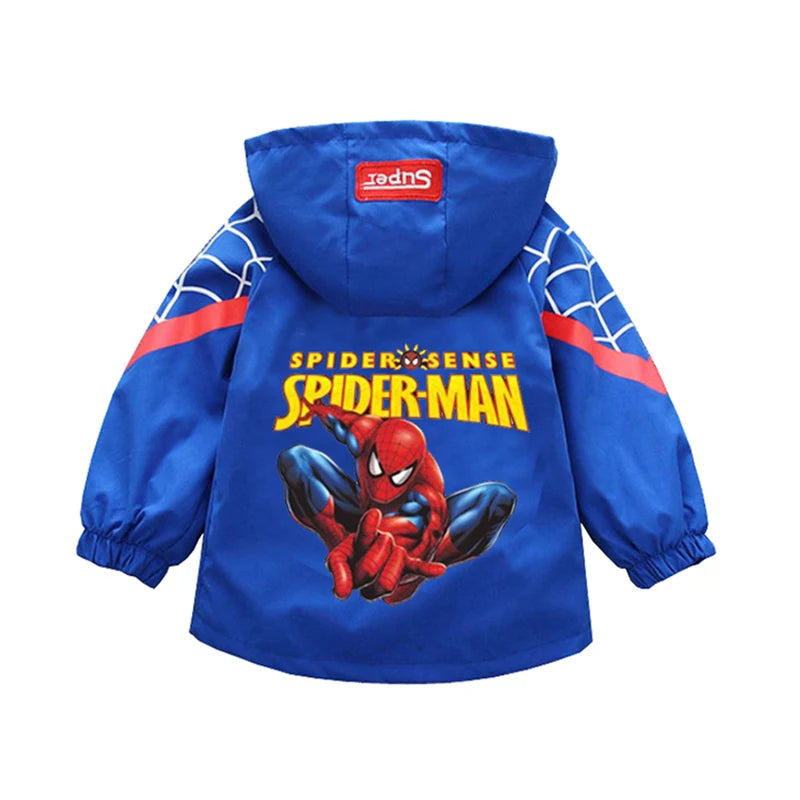 Boys Spiderman Hooded Jackets 1-10 Years Girls Spring Autumn Stitch Print Sports Coats Children Cartoon Outerwear Kids Clothes