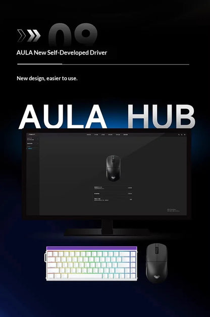 AULA X9 Max Ultra Gaming Mouse Wireless Tri Mode Lightweight Dual 8KHz 500mAh PAW3950 Ergonomic Esports Mouse Gaming Accessories