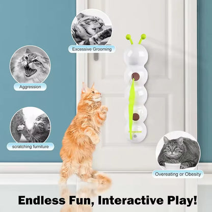 Sensor Automatic Cat Feather Toy USB Rechargeable Interactive Fluffy Tail Teaser with Suction Cup Automatic Cat Toy for Indoor